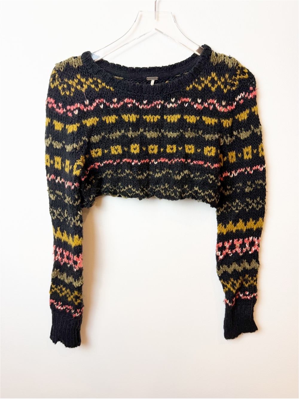 Free People | Cropped Dark Toned Knit Fair Isle Sweater